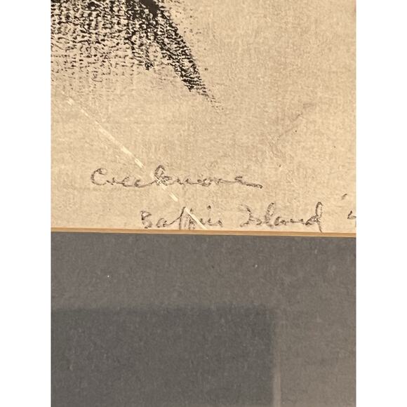 Native Inuit Child Charcoal Sketch Print 1940's Framed 16 x 14 Art Children - Picture 6 of 7